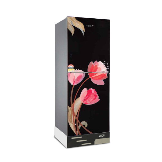 VISION Glass Door Refrigerator Top Mount RE-150L Pink Tulip Black