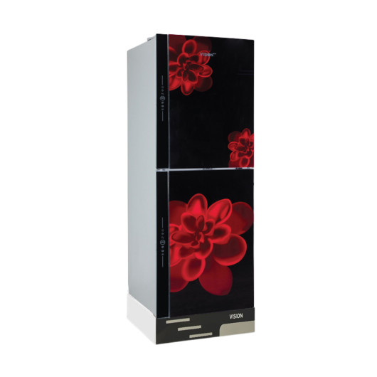 VISION Glass Door Refrigerator RE-356 Liter Red Flower Top Mount