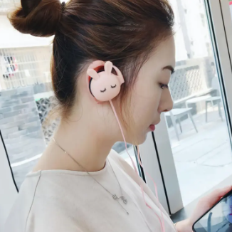 Cute Cartoon Rabbit Wired Earphone Headphone With Microphone for Girls VIVIAN