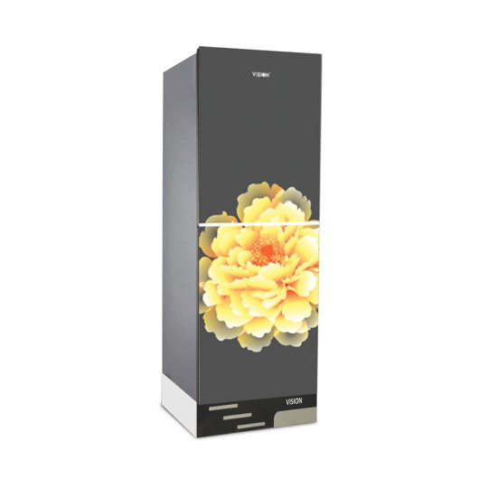 VISION Glass Door Refrigerator RE-200L Mirror Blooming Flower Top Mount