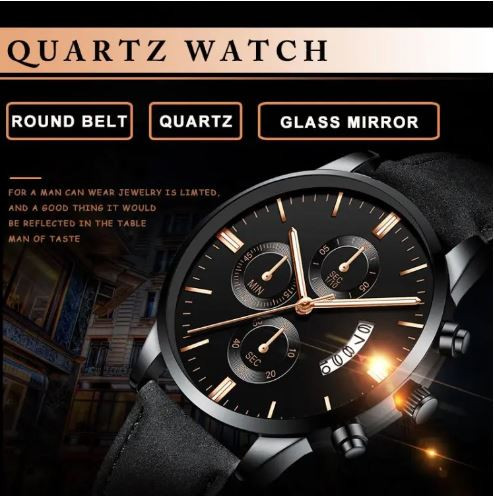 Men's Watches -Luxury Men Business Quartz WristWatch- Leather Bracelet Watch Sports Casual Male Luminous Clock