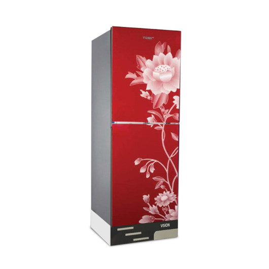 VISION Glass Door Bottom Mount Refrigerator RE-160 Liter Lotus Flower