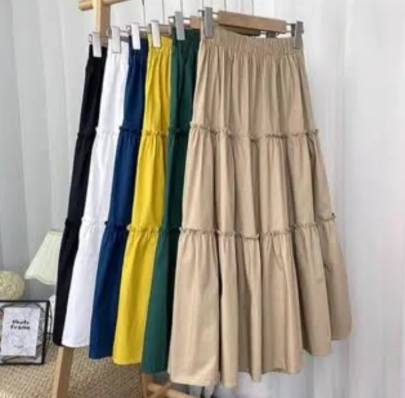 Butterfly Long Kuchi Skirt Women High Waist Elastic Free Size A-Line Trendy Skirt