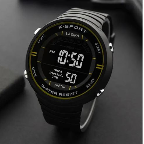 Yellow Lasika2 W-F10 Water Resistance Digital Watch For Men & Boy - Trendy & High-Quality Timepiece - Designed for Durability and Style