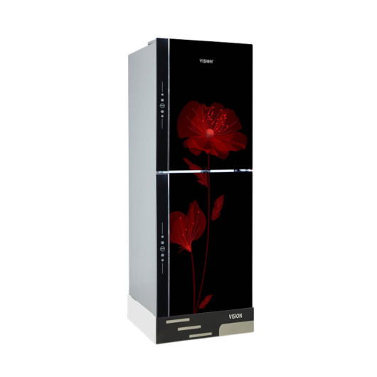 VISION Glass Door Refrigerator RE-305 Liter Daisy Red Flower Top Mount