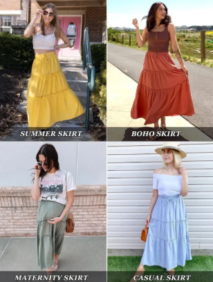 Butterfly Long Kuchi Skirt Women High Waist Elastic Free Size A-Line Trendy Skirt