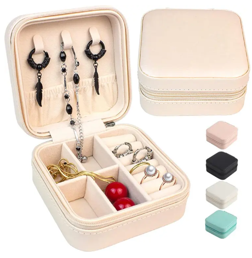 Portable Jewelry Storage Box Travel Storage Organizer Jewelry Case Earrings Necklace Ring Jewelry Organizer Display