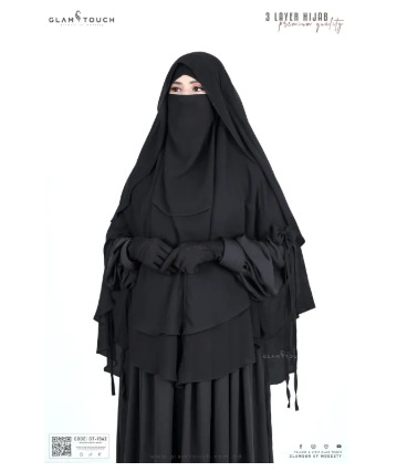 Glam Touch Premium ABRU 3 Layer Hijab Niqab Set Ready Hijab Niqab Islamic Wear
