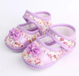 Newborn Baby Girls Bowknot Print Anti-slip First Walkers Girl Soft Sole Casual Shoes Toddler First Walkers(0-12 Month) - Baby Shoes Girls