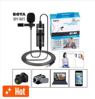 Boya BY-M1 Microphone - Professional Black Mic for Mobile and DSLR