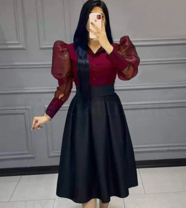 Western Dress Skirt Tops Set for Women Stylish Samu Silk High Waist Outfit