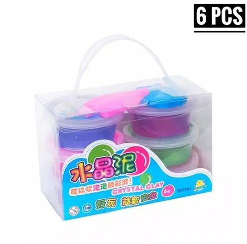 6-Piece Gel Clay Slime Set for Kids - 6 Colorful Bowls of Play Flour