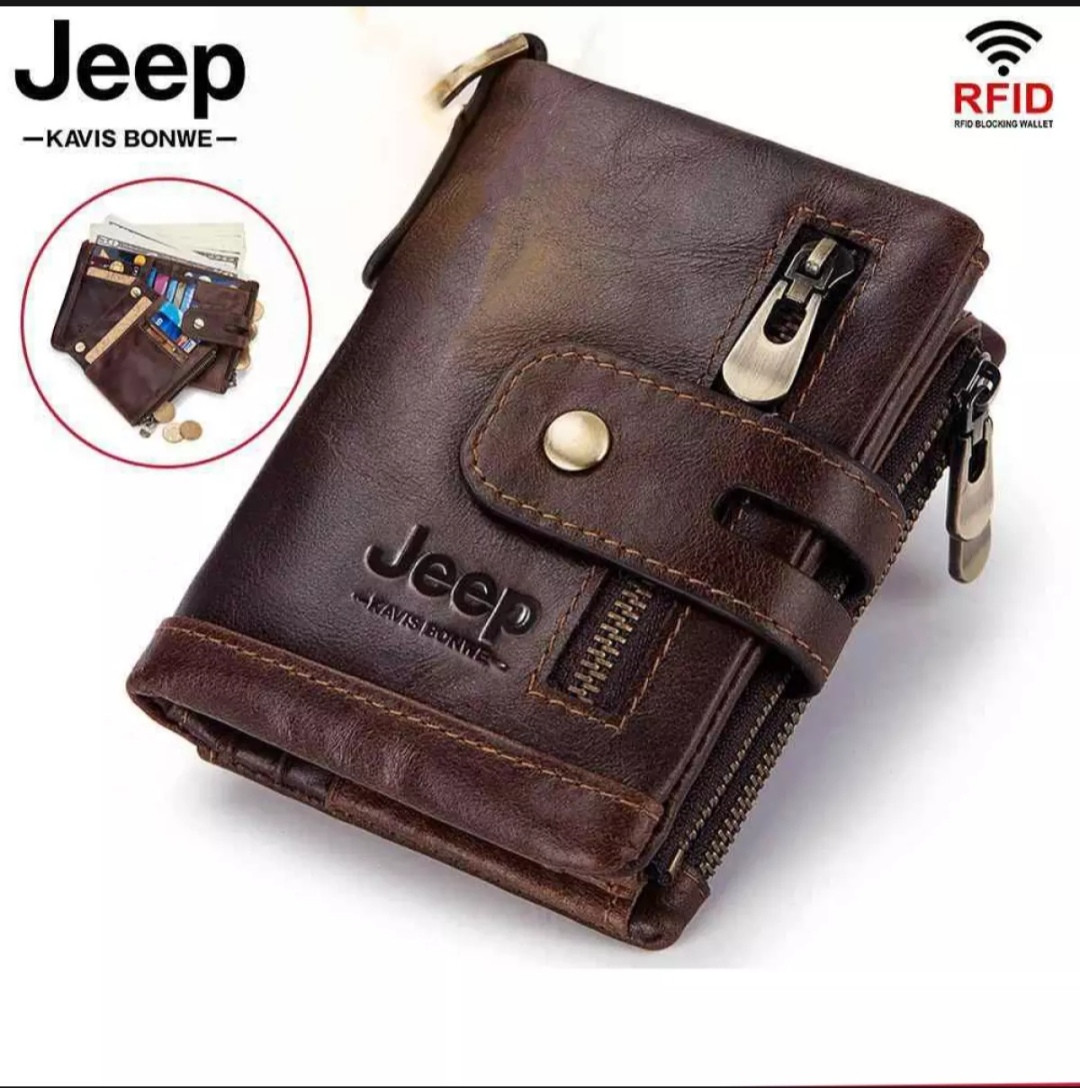 Jeep Black 100% Leather Wallet For Men | Slim, Durable, Genuine Leather Card & Coin Holder