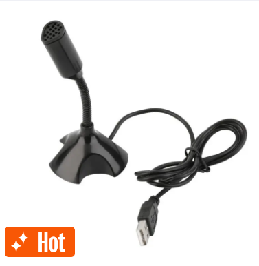 Black USB Stand Mini Microphone Mic for PC Desktop Laptop Notebook Speech-black