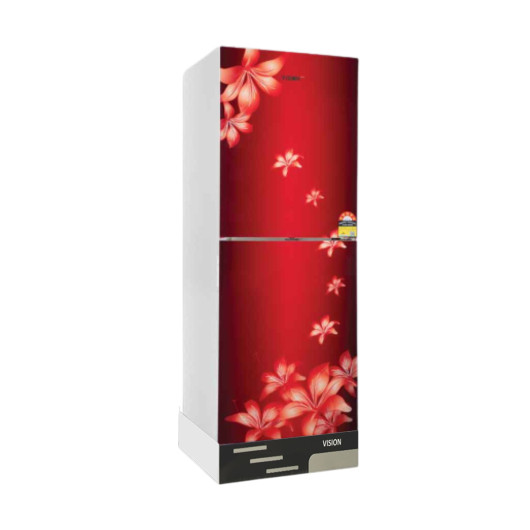 VISION Glass Door Refrigerator Re -222l  Lily Flower- Maroon Top Mount