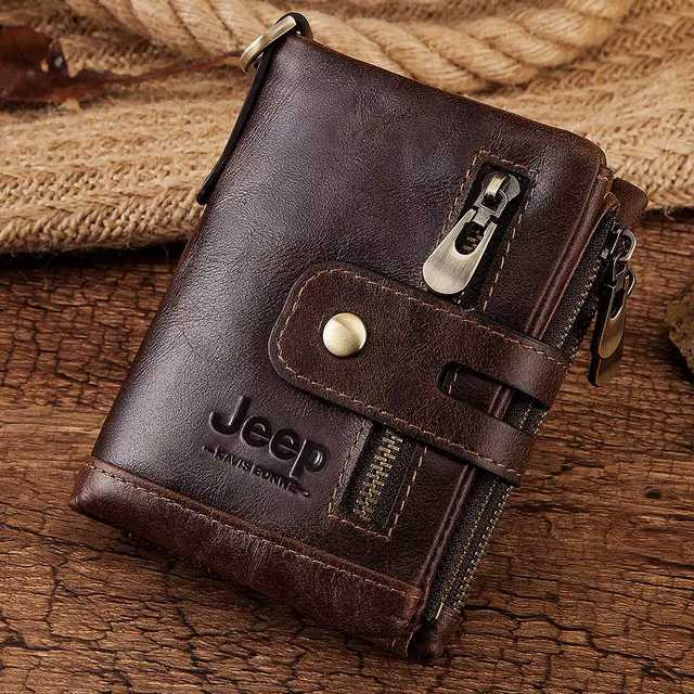 Jeep Chocolate Leather Wallet For Men | Genuine Leather Men’s Wallet | Stylish Chain Pocket Card Holder Wallet