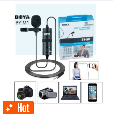 Boya BY-M1 Microphone - Professional Black Mic for Mobile and DSLR
