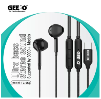 Geeoo TC555 Type-C Earphone With Ultra Bass And Stereo Sound