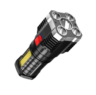 5LED High Power Led Flashlights Rechargeable Camping Spotlight with Side Light 3 Lighting Modes for Camping Adventure Outdoor