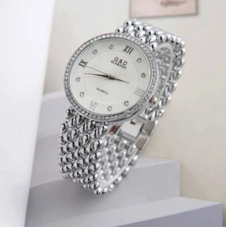 Stainless Steel Silver Simple Quartz Watch for Lady Clock Casual Fashion