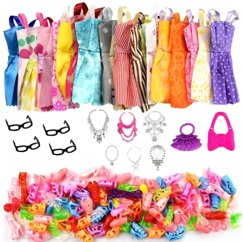 32 Pcs Dolls Dress Up Clothes Dresses Minidress Accessories Party Wear For Barbie Doll