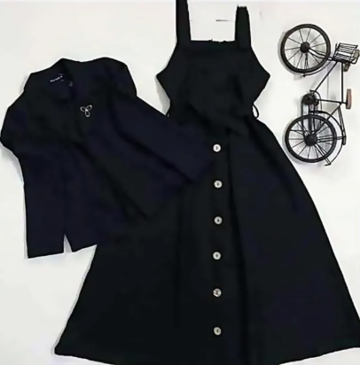 Women Long Spaghetti Strap Dress A-Line Corduroy French Style Vintage Tank Dress