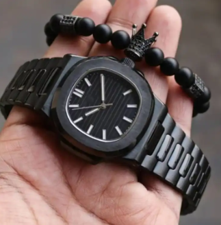 Stainless Steel Chronograph Watch for Men black