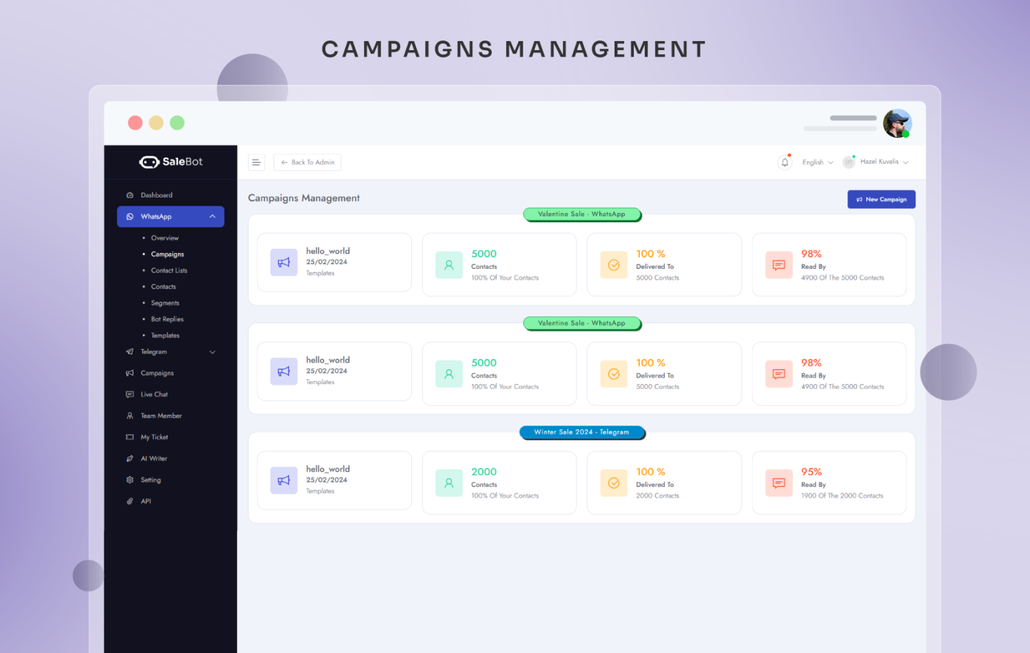 SaleBot - WhatsApp And Telegram Marketing SaaS - ChatBot & Bulk Sender
