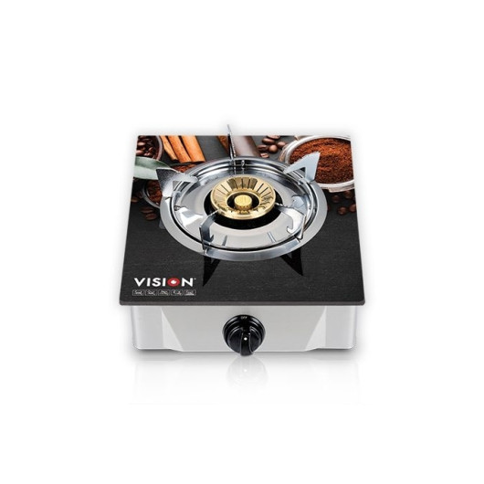 VISION LPG Single Glass Gas Stove Chocolate 3D